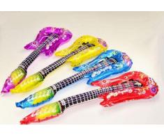 Schnooridoo 6 x aufblasbare Gitarren Luftgitarren aus Folie glitzerlook farblich Sortiert 75 cm