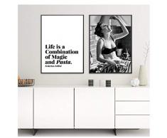Italienische Pasta Art Wandbilder für Küche Nordic Foodie Woman Fotografie Pasta Life Prints-50x70cmx2 Rahmenlos