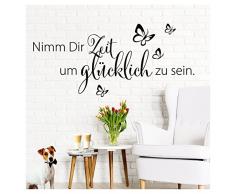Grandora W5172 Wandtattoo Spruch Nimm Dir Zeit I weiß (BxH) 100 x 45 cm I Flur Wohnzimmer Aufkleber selbstklebend Wandaufkleber Wandsticker