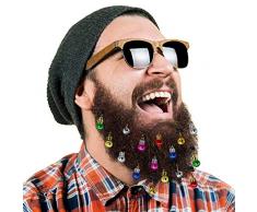 16 Stück Bartschmuck Weihnachten Bart Kugeln Weihnachtsmann Clipverschluss , 12 Bunte Weihnachtskugeln und 4 Fröhlich Klingelnde Glöckchen