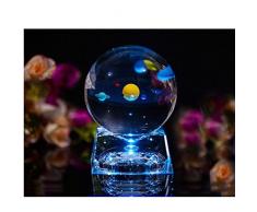 Sonnensystem kristallkugel - glaskugel Mit LED-Lampenbasis, clair 80mm Kristallglas Kugel zum geburtstagsgeschenk,geburtstagsgeschenke für freunde und universum für kinder