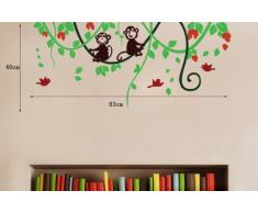 Monkey Jungle Walplus - Kinderzimmer Wandaufkleber Affe Im Dschungel Baum Kunst Wandsticker