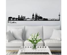 Wandkings Skyline Wandaufkleber Wandtattoo - 125 x 30 cm in schwarz - Deine Stadt wählbar - Köln
