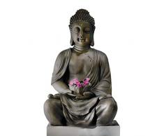 Buddha mit Windlicht, Buddhafigur, Gartenfigur mit Windlicht in den Händen aus Kunstharz, Sortiert, 1 Stück, Höhe ca. 61 cm
