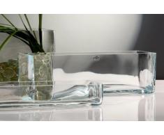 Glasvase Vase Glas Blumenvase Tischvase Glasschale groß rechteckig, 40x12