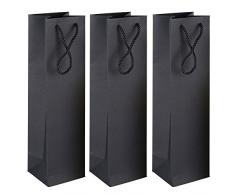 12 Stück Geschenktaschen Geschenktüten Flaschentüten Weintüten Weintasche Geschenktüten Geschenktaschen für Weinflaschen Wein Sekt oder Champagner Flaschen Schwarz (34.8cm*9.5cm*9cm)