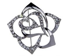 Yazilind Schmuck Versilbert Blumen-Brosche Hochzeit Brautstrauß-Blumen-Pin