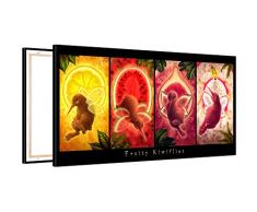 Gallery of Innovative Art - Kids Selection - Kiwi Fruitflies - 100x50cm - XXL Leinwand-Druck in deutscher Marken-Qualität - Leinwand-Bilder auf Holz-Keilrahmen als moderne Wohnzimmer-Deko