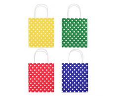24 Geschenktüten mit Henkel, Geschenktaschen aus Kraftpapier in 4 verschiedenen Designs, 24 Geschenktüten in einem Set