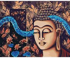 ADWEDDF Malen nach Zahlen Buddha-Figur für Kinder Erwachsene Anfänger DIY Ölfarbe nach Anzahl Kit mit Pinsel und Acrylfarbe Home Wandkunst Dector Geschenk 16*20 Inch (Ohne Rahmen)