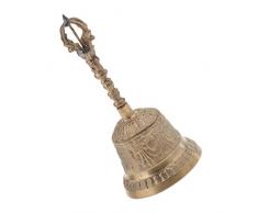 Vintage Kupfer Handglocke Mit Holzgriff Handwerk Sammlerstück Sammlung handgemacht - Gold - C