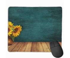 Sonnenblumen Holzvase Rutschfeste Einzigartige Designs Gaming Mouse Pad Schwarzes Stoff Rechteck Mousepad Art Naturkautschuk Mausmatte mit genähten Kanten