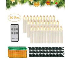 30er LED Kerzen,EXTSUD LED Weihnachtskerzen mit Batterien&Fernbedienung, IP64 Dimmbar Kerzenlichter Warmweiß Flammenlose Kerzen für Weihnachtsbaum,Weihnachtsdeko,Hochzeitsdeko,Geburtstags,Party