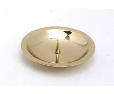 Kommunionkerzenhalter mit Dorn, Dekoteller Messing poliert Gold für Kommunionkerzen Ø 8 cm