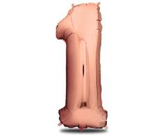 envami Folienballon Zahl I Geburtstagsdeko Rosegold I 100cm I Deko zum Geburtstag I Luftballon Zahlen Dekoration I Happy Birthday I Fliegt mit Helium (Zahl 1)