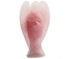 Nupuyai Edelstein Kristall Engel Figur Schutzengel Heilstein Taschenengel Friedensengel Glücksbringer Reiki Deko 7cm Rosenquarz