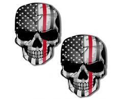 2 Stück Vinyl Aufkleber Autoaufkleber Skull Schädel Totenkopf Knochen USA Flagge Vereinigte Staaten Von Amerika Horror Stickers Auto Moto Motorrad Fahrrad Helm Fenster Tuning B 165