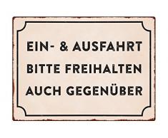 Interluxe WANDSCHILD Metallschild EIN- & AUSFAHRT Bitte FREIHALTEN, AUCH GEGENÜBER Shabby