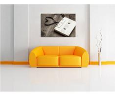 Retro Kasetten Format: 100x70 cm auf Leinwand, XXL riesige Bilder fertig gerahmt mit Keilrahmen, Kunstdruck auf Wandbild mit Rahmen, günstiger als Gemälde oder Ölbild, kein Poster oder Plakat