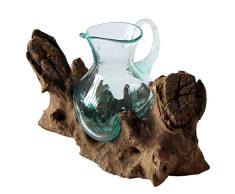 Geschenk Deko Gamal Wurzelholz Kanne Glas Vase Wurzel Holz Teakholz Glas Krug M