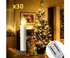 30er LED Kerzen Timer mit Fernbedienung, Weihnachtskerzen, IP64 Dimmbar Kerzenlichter Flammenlose Weihnachtskerzen für Weihnachtsbaum, Weihnachtsdeko, Hochzeit, Geburtstags, Party