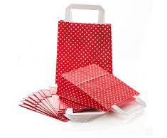 25 kleine rot weiß gepunktet Papiertüte Papiertasche Geschenktüte 18 x 8 x 22 cm Geschenkbeutel Verpackung Geschenk Mitgebsel give-away Geschenksäckchen Papier-Beutel