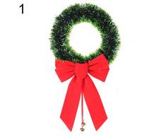 Muzhilli3 Weihnachtsdekoration, Weihnachtsglocke Bowtie Kranz Baum Girlande hängen Anhänger Party Fenster Dekor - Green Edge