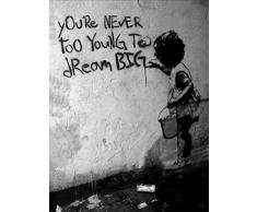 Druck auf leinwand Banksy Graffiti - Bild 40x30cm Dream Big ! Bild fertig auf Keilrahmen ! Pop Art Gemälde Kunstdrucke, Wandbilder, Bilder zur De