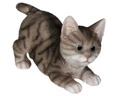 SIDCO Katze Deko Kätzchen grau Figur Garten Katzenfigur Skulptur lebensecht Katzenkind