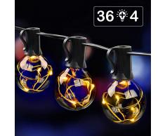 MYCARBON LED Lichterkette außen 12.5M 36er Birnen wasserdicht Lichterkette Outdoor/Indoor Lichterkette Glühbirnen mit stecker Deko für Garten Zimmer Bar Balkon Party 4 Ersatzbirnen Warmweiß