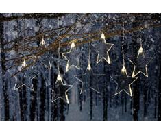 AMARE LED Acrylvorhang 8 x Stern Länge 84 cm (zzgl. 1,5 m Zuleitung) Warmweiß, CE + GS geprüft, für den Innen- und Außenbereich, Timer