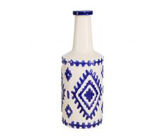 Sagebrook Home 14027–01 Keramik-Flaschenvase, 36,8 cm, weiß/blau, 14 cm L x 14 cm B x H