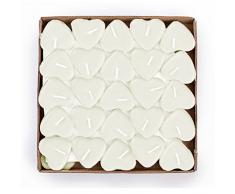 Qinlee 50 Stück Teelicht Herzform Set Romantische Herz Kerzen (Weiß)