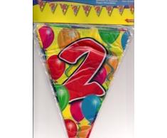 10m Girlande Zahl 2 Geburtstag Jubiläum Wimpelkette