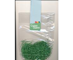 Ostertüten Zellglasbeutel Cellophan transparent 145 x 220 mm (10 Stück) (Motiv Schöne Ostern - Blauer Himmel) mit Ostergras