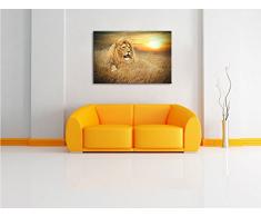 mächtiger Löwe, Format: 80x60 auf Leinwand, XXL riesige Bilder fertig gerahmt mit Keilrahmen, Kunstdruck auf Wandbild mit Rahmen, günstiger als Gemälde oder Ölbild, kein Poster oder Plakat