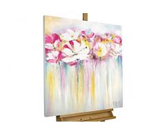 KunstLoft® Acryl Gemälde Rose Scented Summertime 80x80cm | original handgemalte Leinwand Bilder XXL | Bunte Blumen Rosa Pastell Sommer auf Keilrahmen | Wandbild Acrylbild Moderne Kunst mit Rahmen