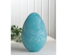 Rustik-Eikerze, durchgefärbt, groß, ca. 13 x 8,5 cm, aqua/türkis