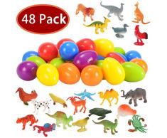 JOYIN 48-teilige Ostereier mit Tiere Spielzeugen, Ostern Eier für Osterkorb Füllstoffe Osternest Gastgeschenke Pinata Ostern Party Favors