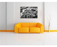 Monocrome, Leuchtender Tempel in China, Format: 120x80 auf Leinwand, XXL riesige Bilder fertig gerahmt mit Keilrahmen, Kunstdruck auf Wandbild mit Rahmen, günstiger als Gemälde oder Ölbild, kein Poster oder Plakat