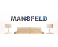 Wandtattoo farbige Wandschrift Städtename Mansfeld mit Sehenswürdigkeiten 80 x 10 cm Länge