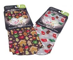 LLT* Cutiefuls Therapeutische Kompressionsstrümpfe – Lebkuchenmotiv und Weihnachtsstrümpfe, für Damen, Schuhgrößen 5–11, abgestuft 8-15 mmHg