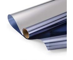 ZJELKY Sichtschutzfolie Fenster Sonnenschutzfolie Fensterfolie sichtschutz Fenster Spiegelfolie Wärmeisolierung UV-Schutz spiegelfolie selbstklebend (Blau, 90 x 210 cm)