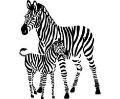 Wandtattoo/Wandaufkleber, Motiv 2 Zebras mit afrikanischen Safari, 53,3 x 53,3 cm, 22 Farben erhältlich