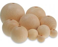 Basteln mit Holz - Roh-Holzkugeln 30mm, mit Bohrung Loch-Ø 6mm, 50 Stück