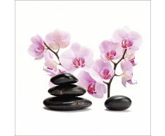 Artland Wandbild selbstklebend Vinylfolie 30x30 cm Wanddeko Wandtattoo Asiatische Motive Wellness Zen Steine Orchideen Asien T6BI