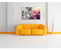 Romantische Blumen Schwarz/Weiß, Format: 60x40 auf Leinwand, XXL riesige Bilder fertig gerahmt mit Keilrahmen, Kunstdruck auf Wandbild mit Rahmen, günstiger als Gemälde oder Ölbild, kein Poster oder Plakat