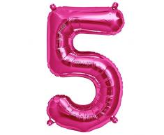 ballonfritz® Ballon Zahl 5 in Pink - XXL 40/102cm - Folienballons für Luft oder Helium als Geburtstag, Jubiläum, Hochzeit oder Abschluss Geschenk, Party Dekoration oder Überraschung
