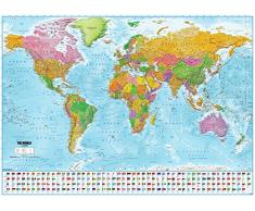 Close Up XXL Premium Riesen Weltkarte Poster Version 2020 mit Flaggen (140x100 cm) Top Qualität - MAPS IN Minutes