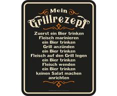 RAHMENLOS Deko Blechschild für den BBQ Grill Fan: Mein Grillrezept